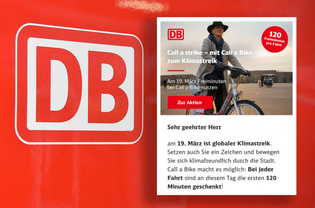 „Globaler Klimastreik”: Sank ju for träweling deutsche Bahn