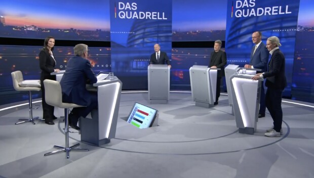 Scholz, Merz, Habeck und Weidel im Quadrell auf RTL – Merz für Koalition mit Grünen, SPD